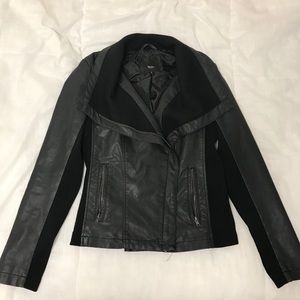Women’s Faux Leather and Rib Knit Jacket